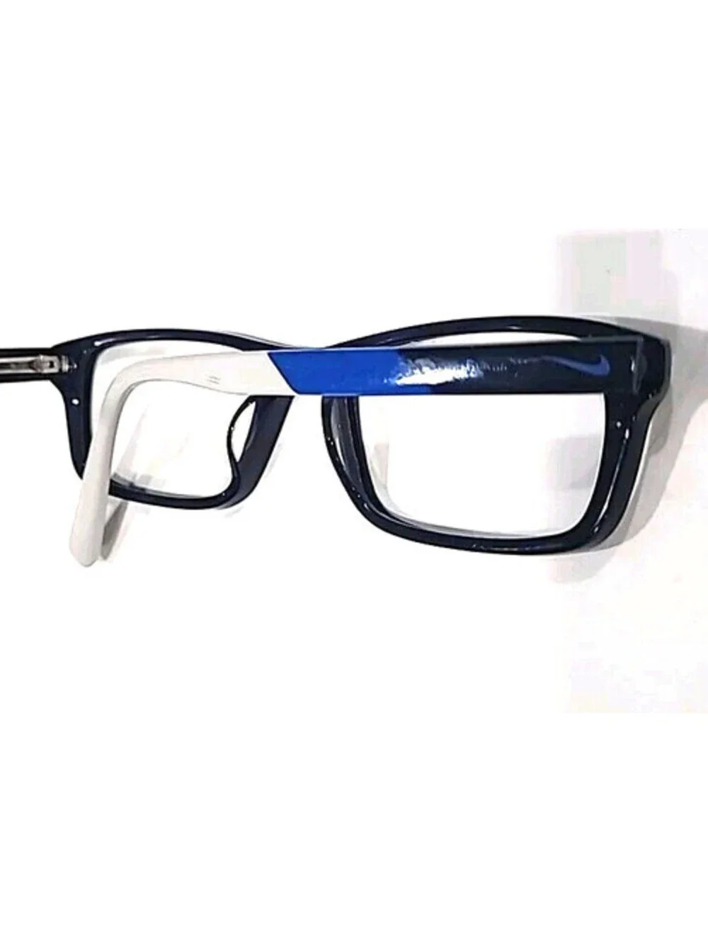 Nike 5537 411 Boys Kids Blue White Rectangle Eyeglasses 47-16 130